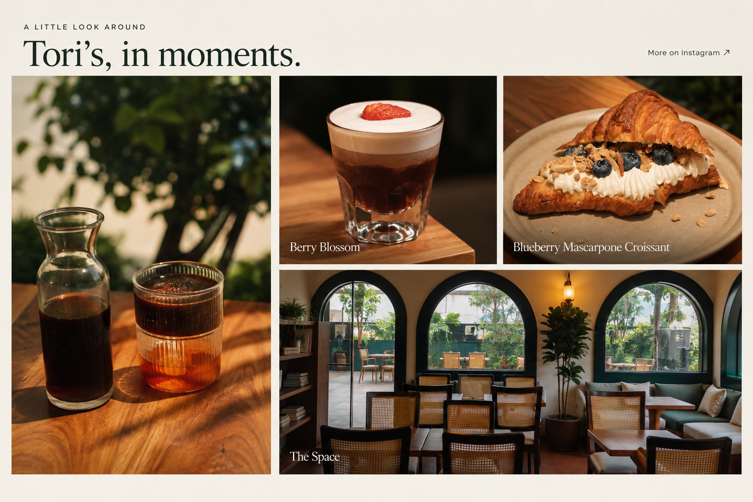 Tori’s Speciality Coffee — A little look around: Berry Blossom, Blueberry Mascarpone Croissant and the café space